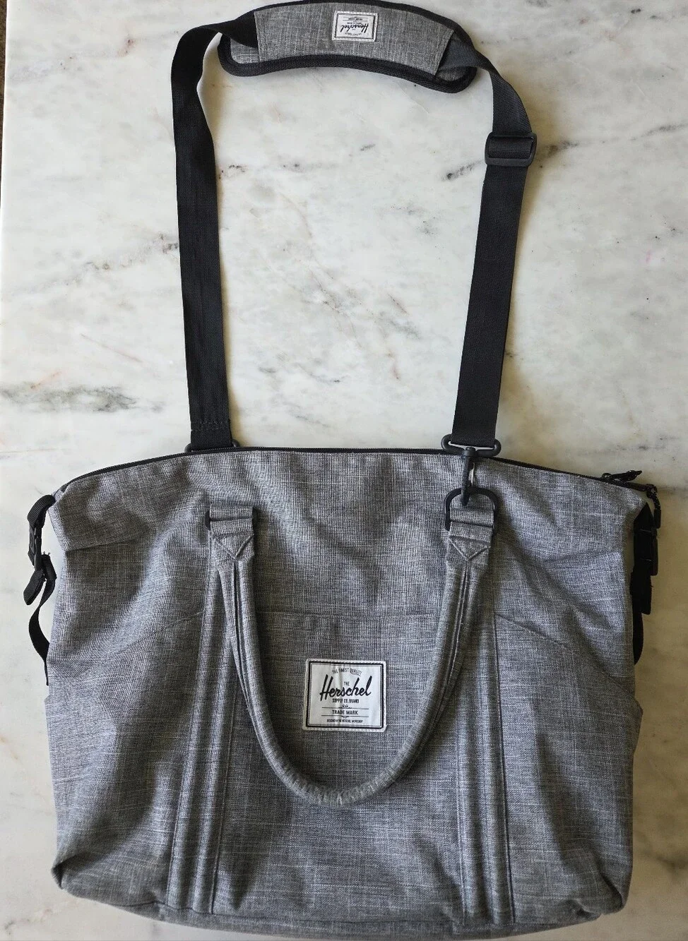 EUC Herschel Grey Travel Duffel Bag/Diaper/Maternity Bag
